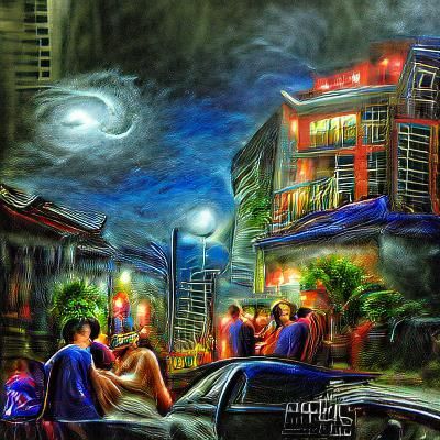 Night life HDR detailed painting