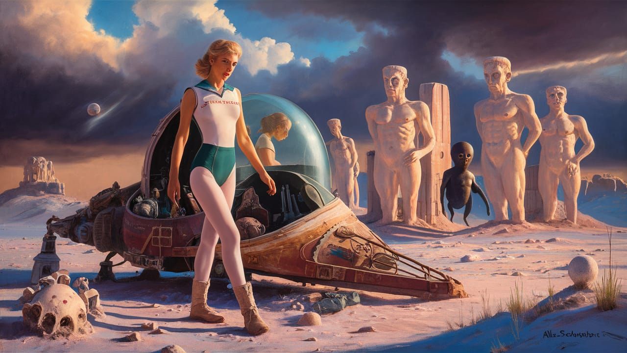 landed on a seemingly dead alien planet, a portrait view fro...