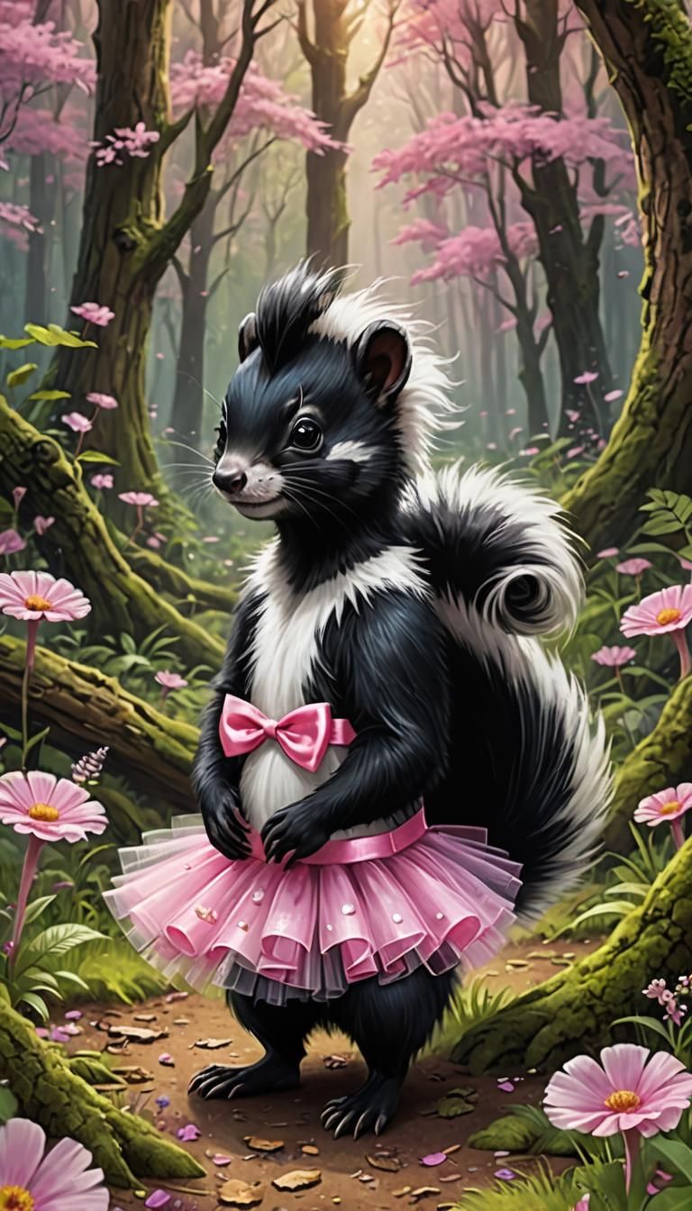 Skunk in Pink Tutu, Forest Fantasy