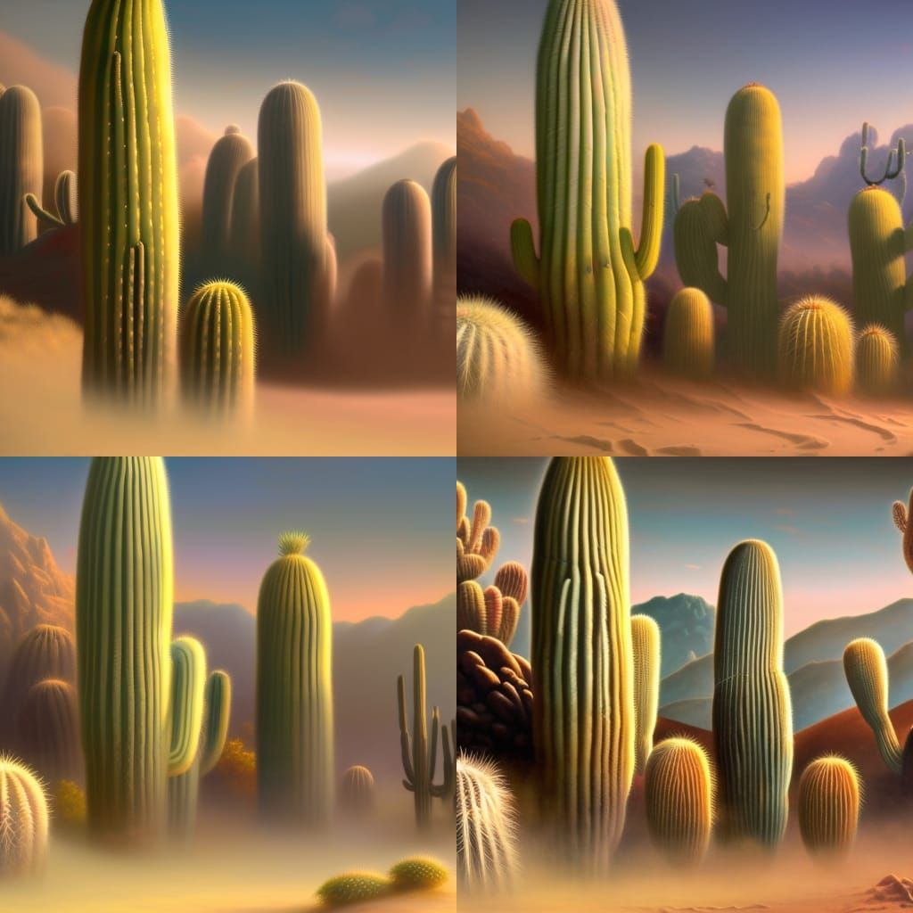 cacti,desert, a masterpiece, ethereal fantasy hyperdetailed ...
