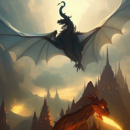 Dragons in the sky : r/nightcafe