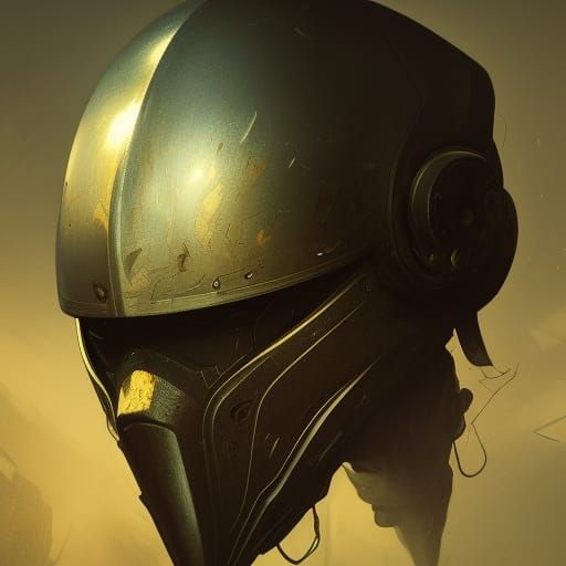 A cracked helmet