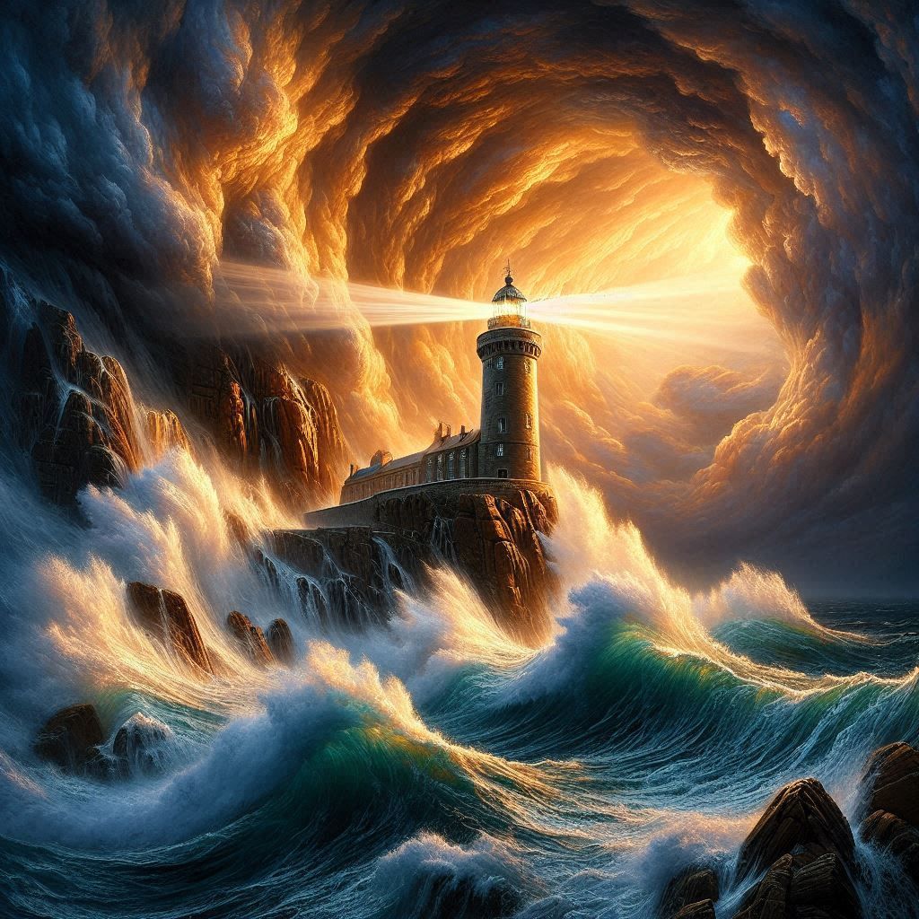 Lighthouse in storm
