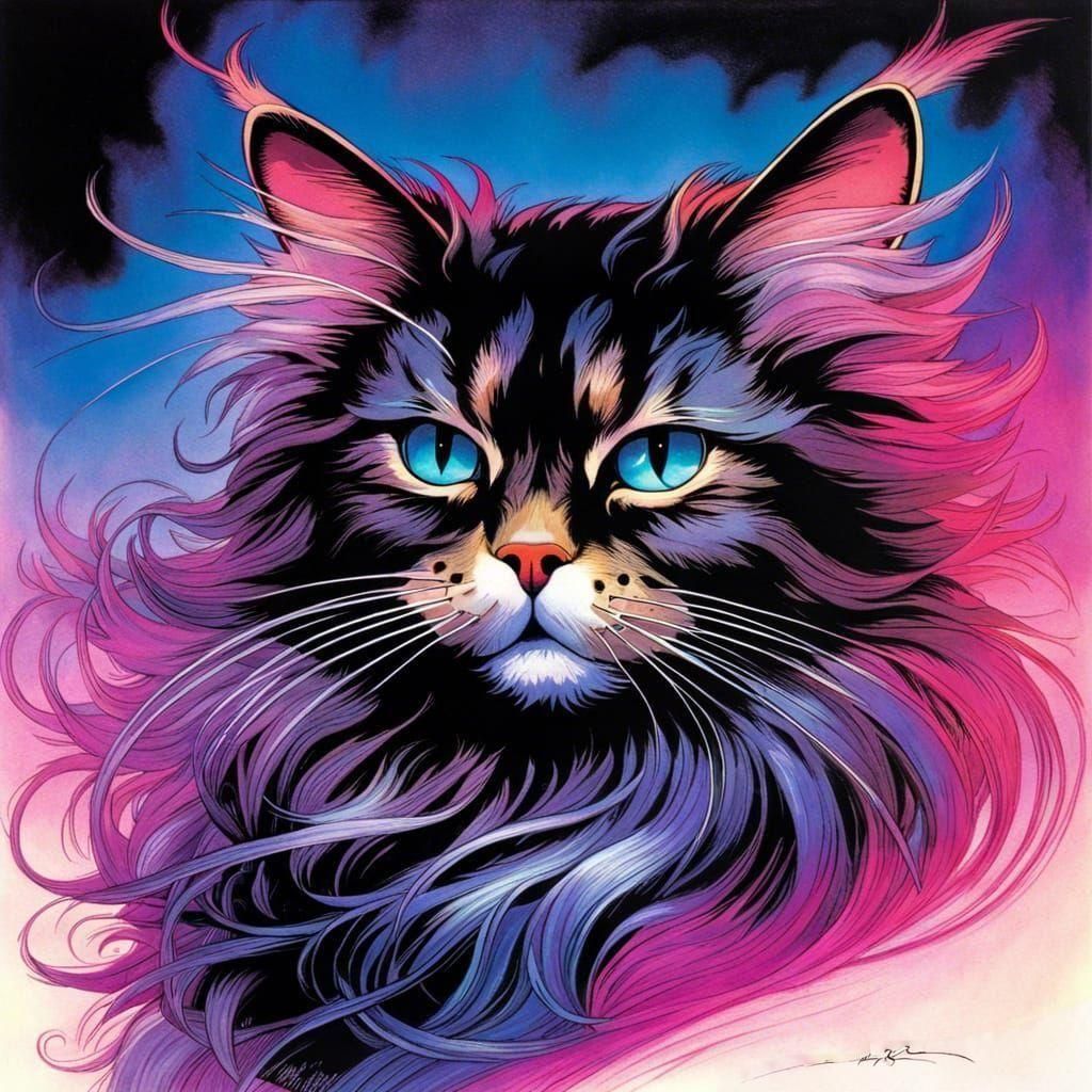 Beautiful Fluffy Fantasy Cat  by @Taralie