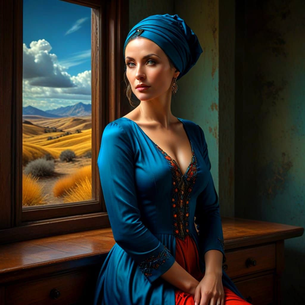 Surrealistic Lady in Elegant Attire