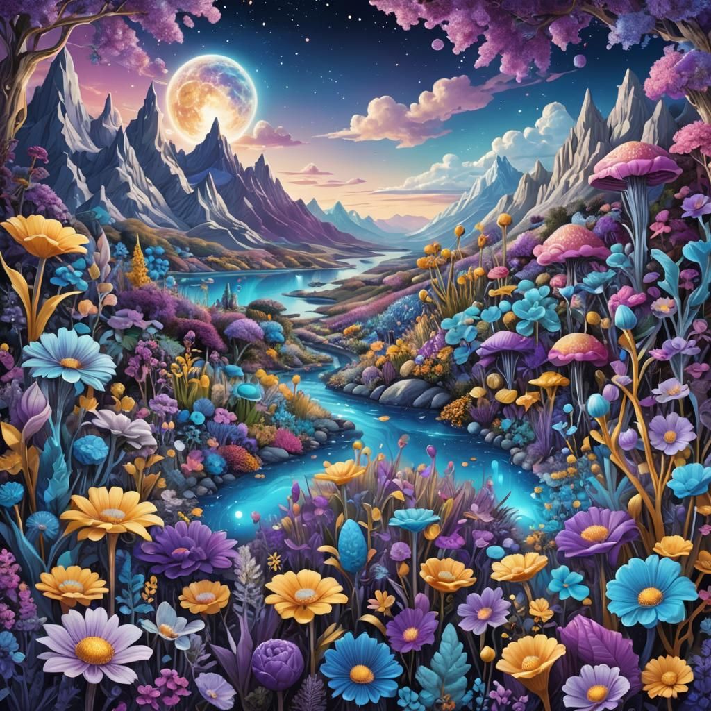 Blue and Purple Valley - AI Generated Artwork - NightCafe Creator