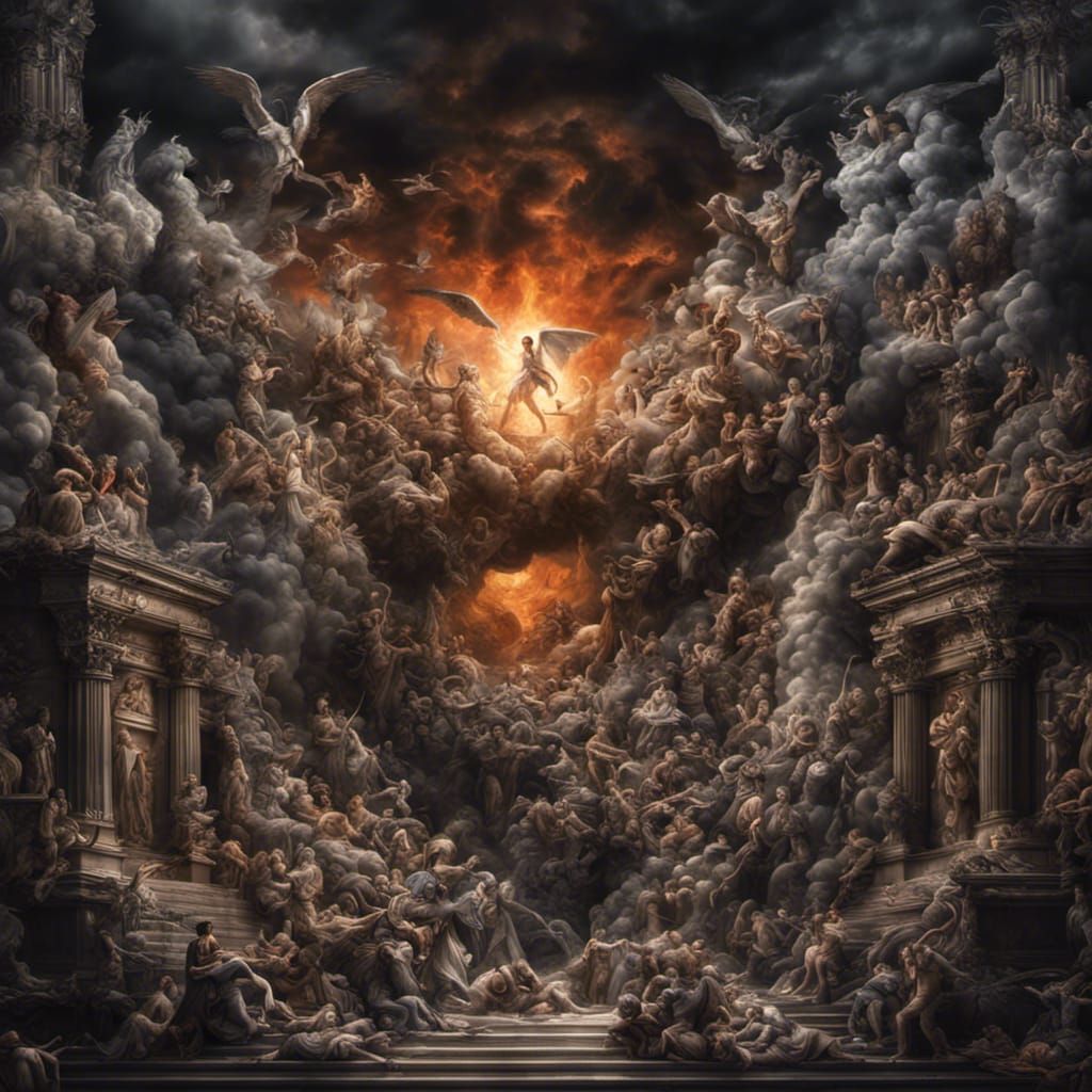 Creation of heaven and hell - AI Generated Artwork - NightCafe Creator