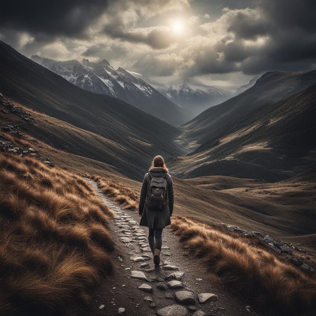 She walked alone in the mountains and the valleys
