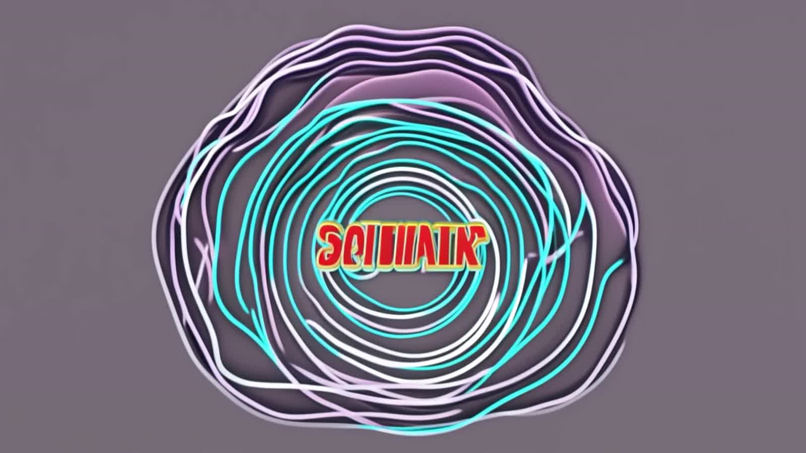 “Abstract neon wave ring wrapping around bold central