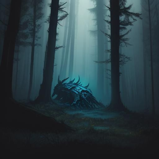 Exhausted Heroes in Dark Fantasy Forest