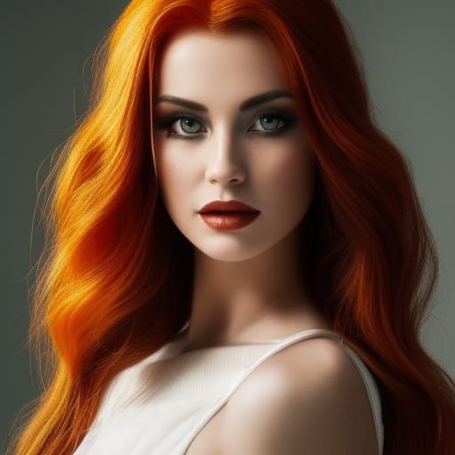 Red-haired Woman Portrait #19 - AI Generated Artwork - NightCafe Creator