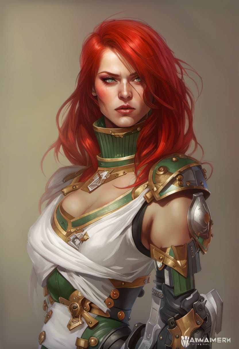 ADEPTA SORORITAS, with red hair,