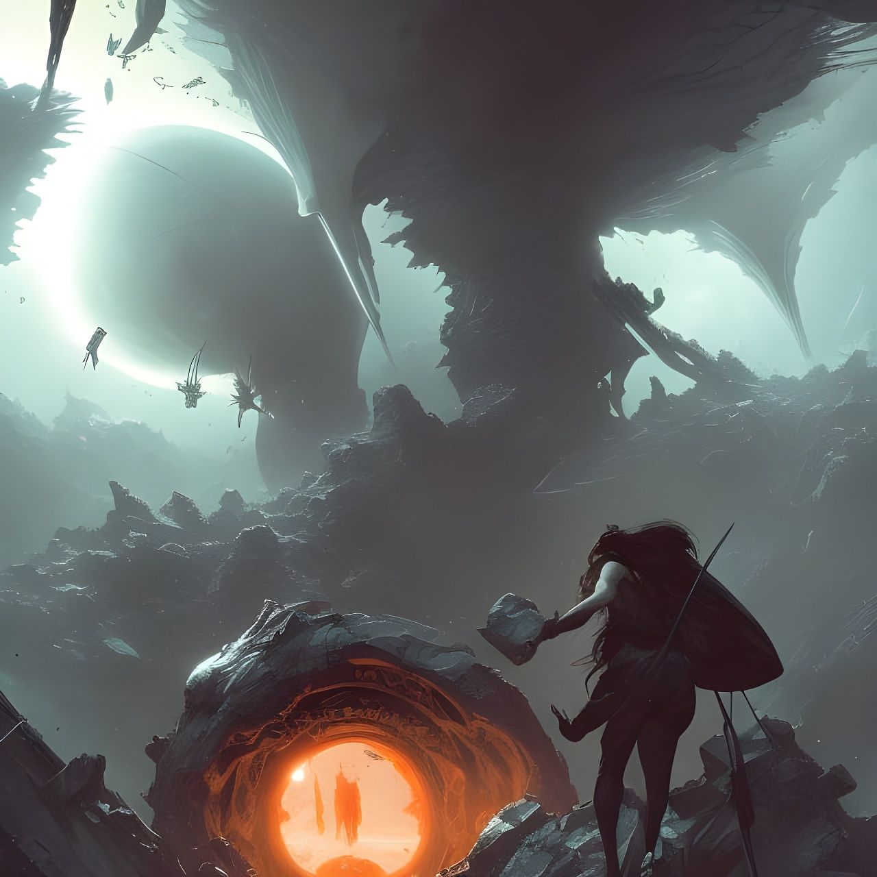 hollow earth Hyper-detailed masterpiece by Greg rutkowski to...