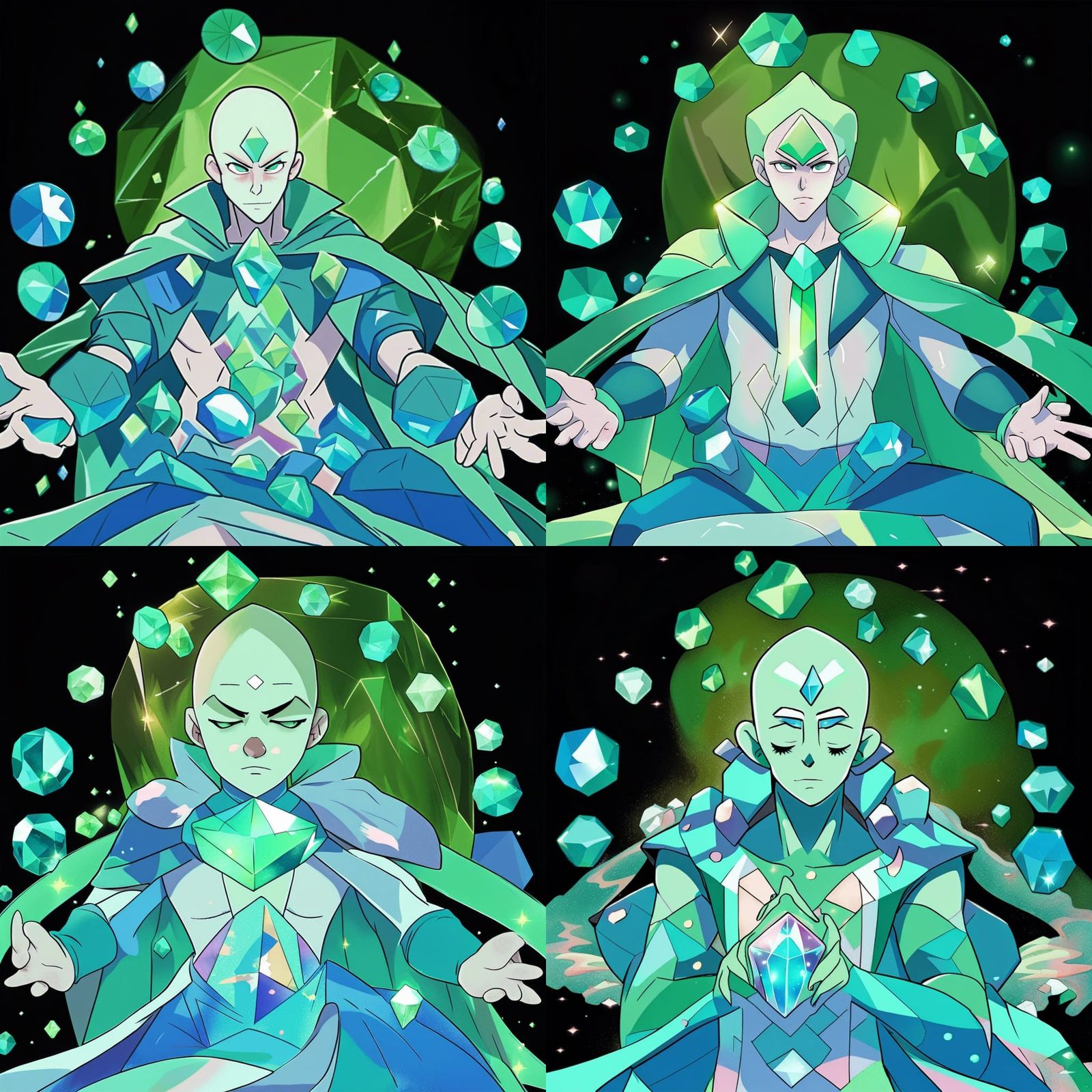 Bald steven universe green diamond analogous colors anime - AI Generated  Artwork - NightCafe Creator