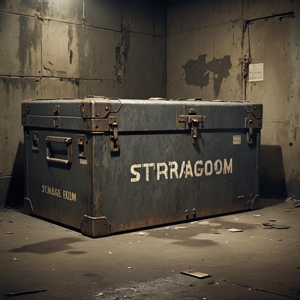 A military box in the background is a storage room