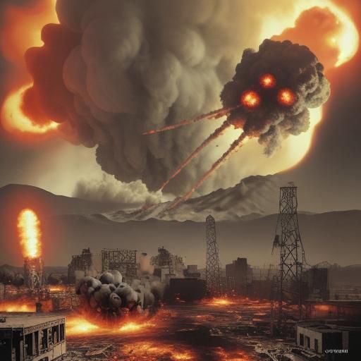 Aftermath of horrible devastation caused by an enemy bomb