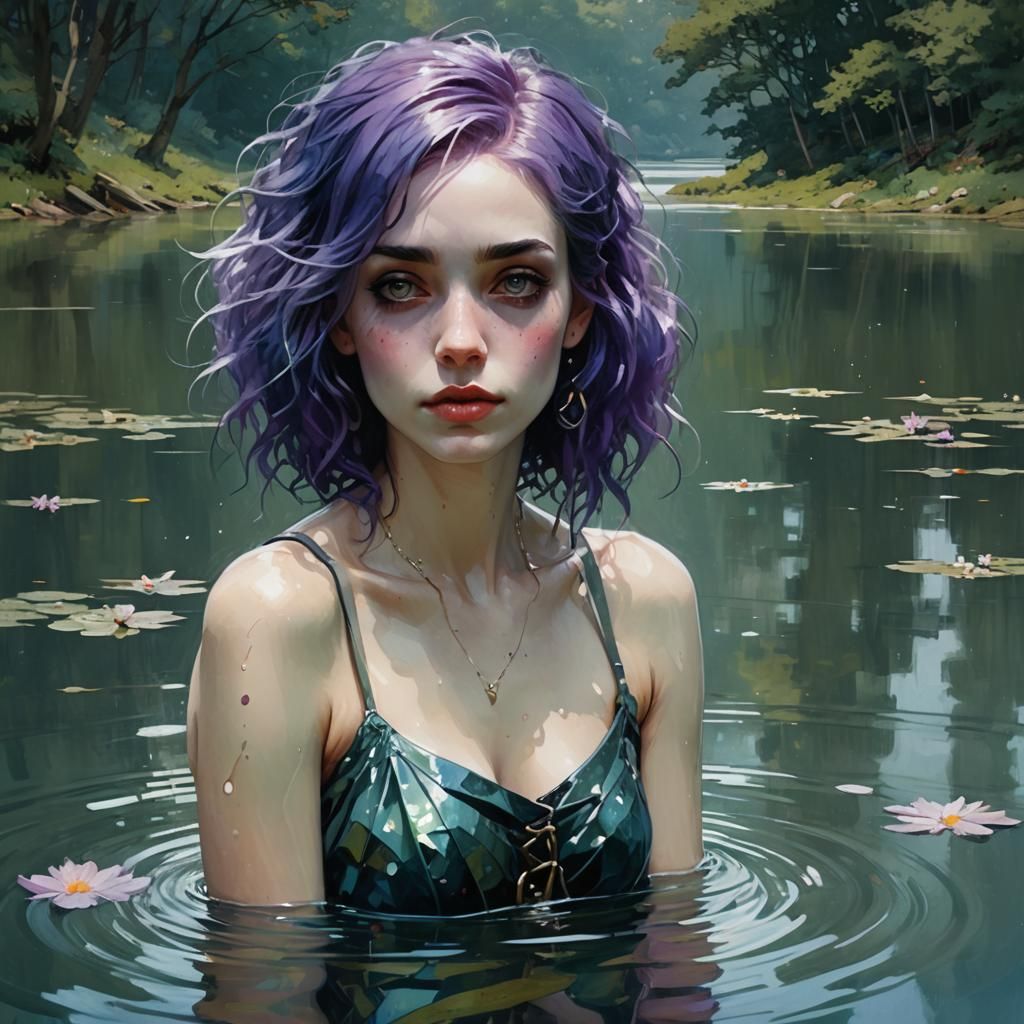 a beautiful siren waiting in the water