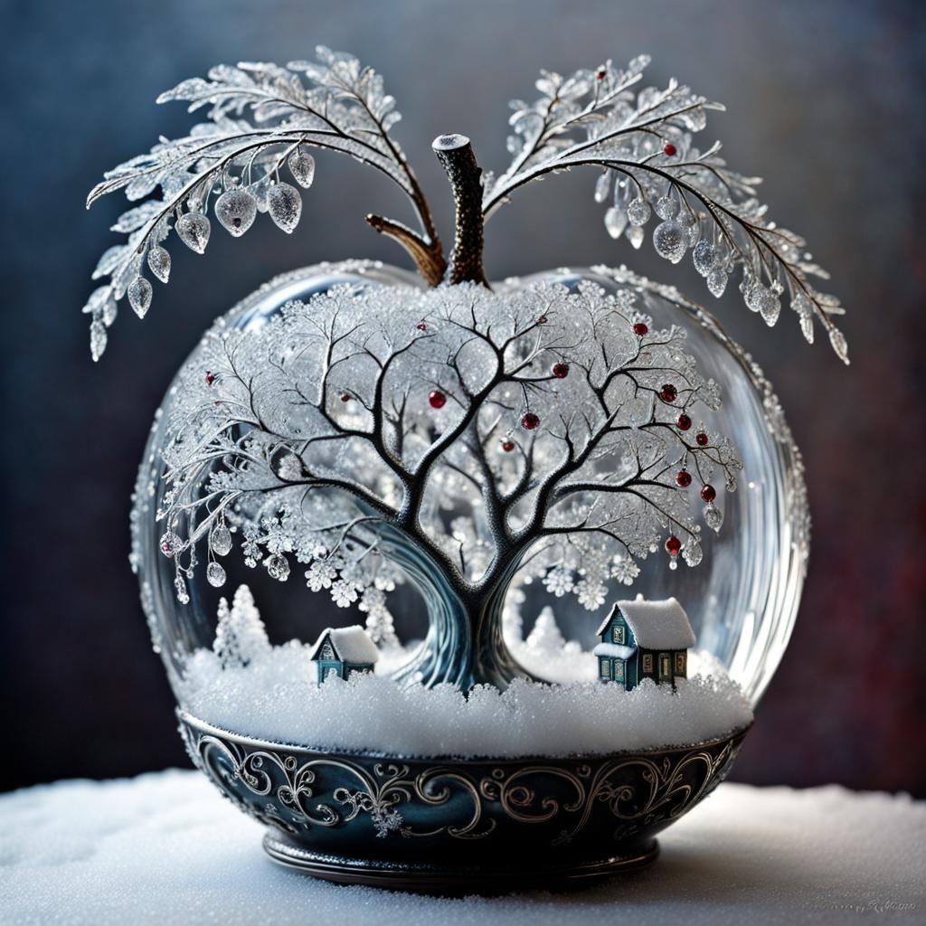 Winter inside an apple
