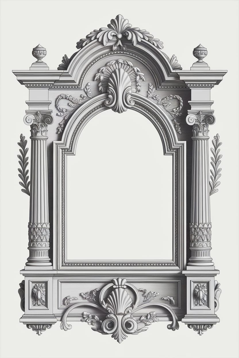 Baroque Ornate Picture Frame in Black and White