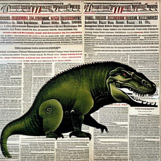 Tyrannosaurus rex reading New York Times 
By Andrei Rublev