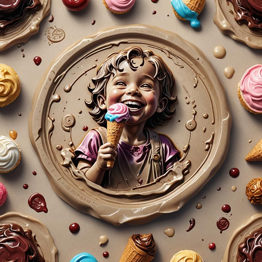 Wax Seal Imprint: Child Licking Ice Cream