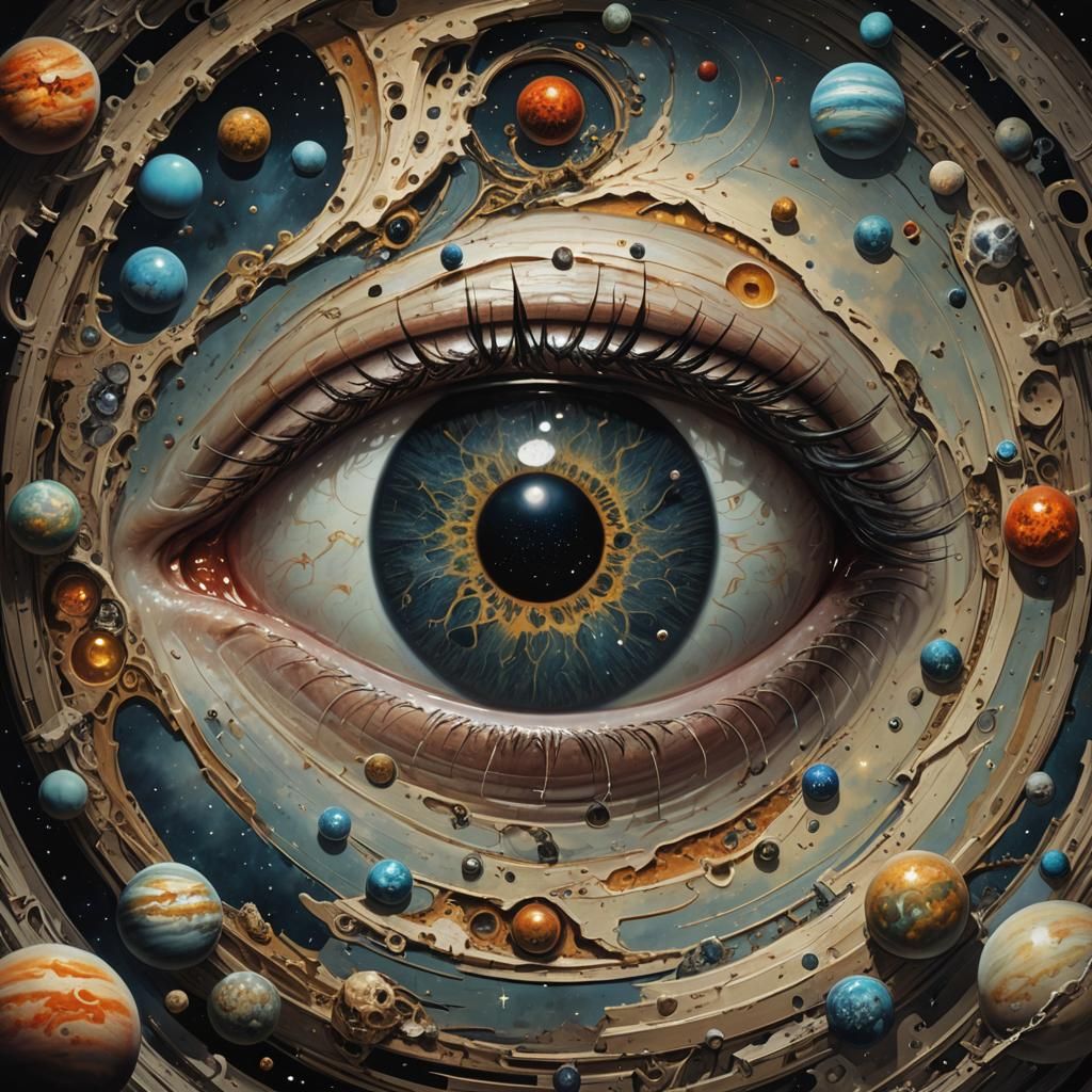 Planets and the stars inside a human eye