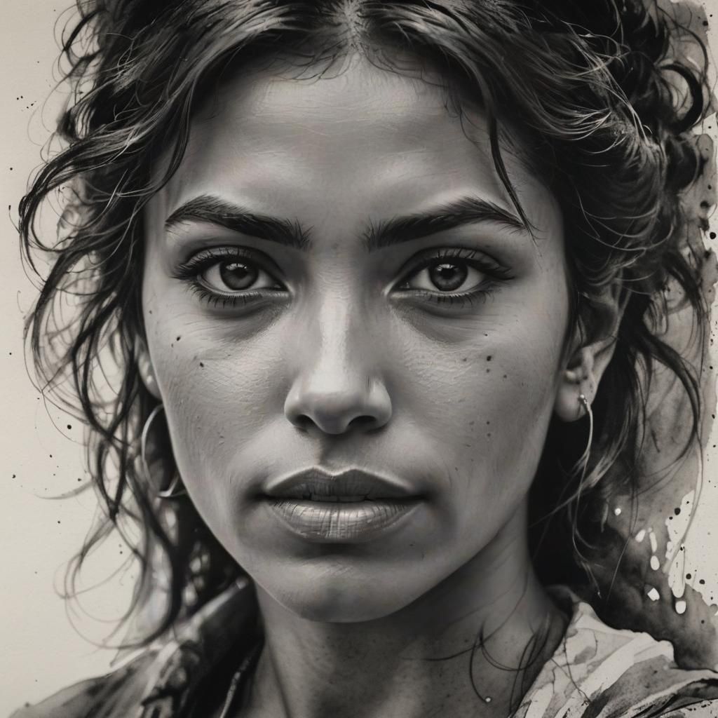 Portrait,  black-and-white.
