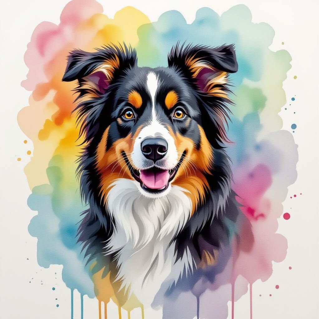 Watercolor Dog Splashes on Wall