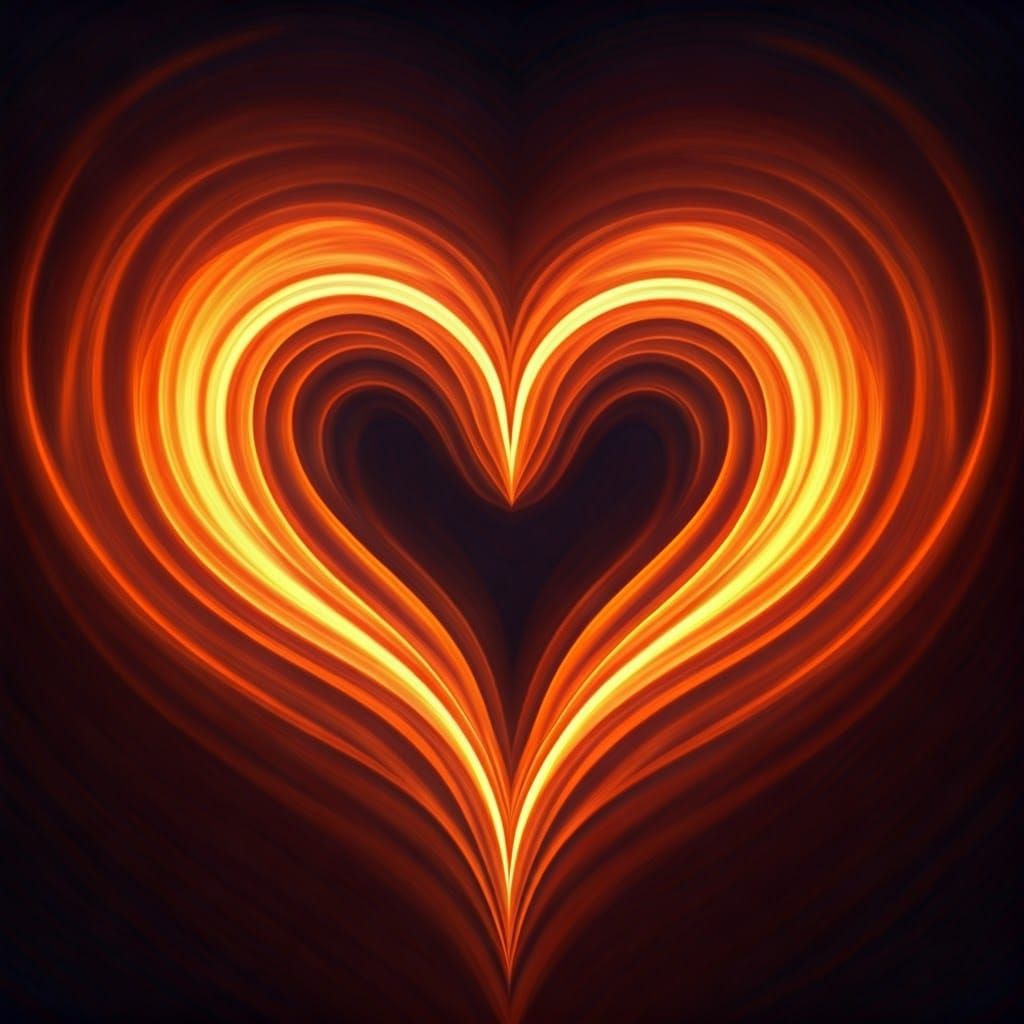 Whimsical Heart of Flame in Warm Colors