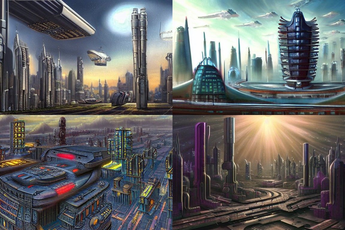 Sci-fi city in the style of Fantastic realism