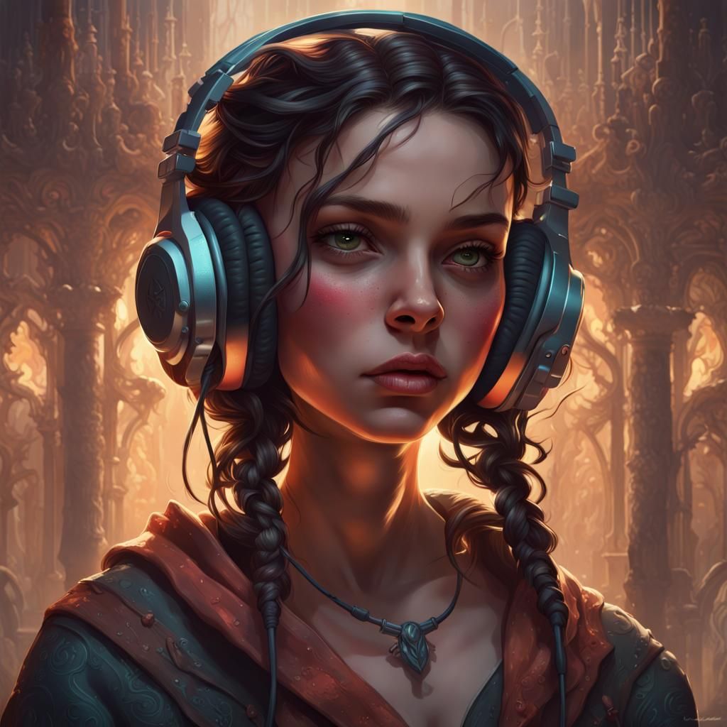 Desi girl wearing headphones - AI Generated Artwork - NightCafe Creator