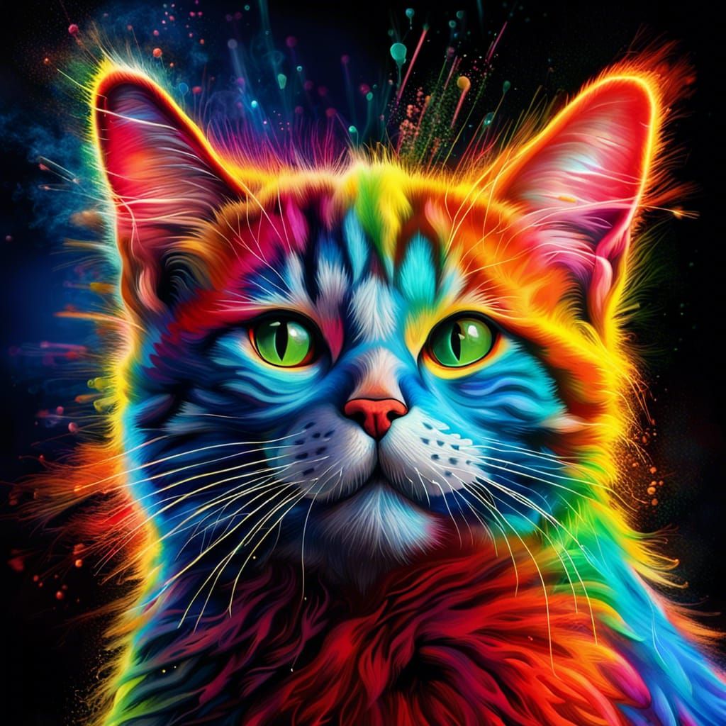 a portrait of a colorful hugging cat - AI Generated Artwork - NightCafe ...