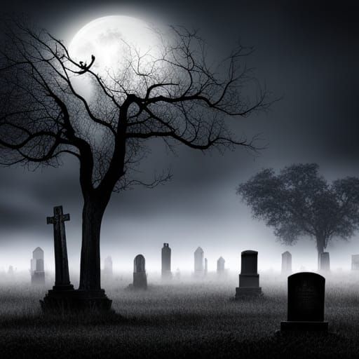 Foggy Cemetery - AI Generated Artwork - NightCafe Creator