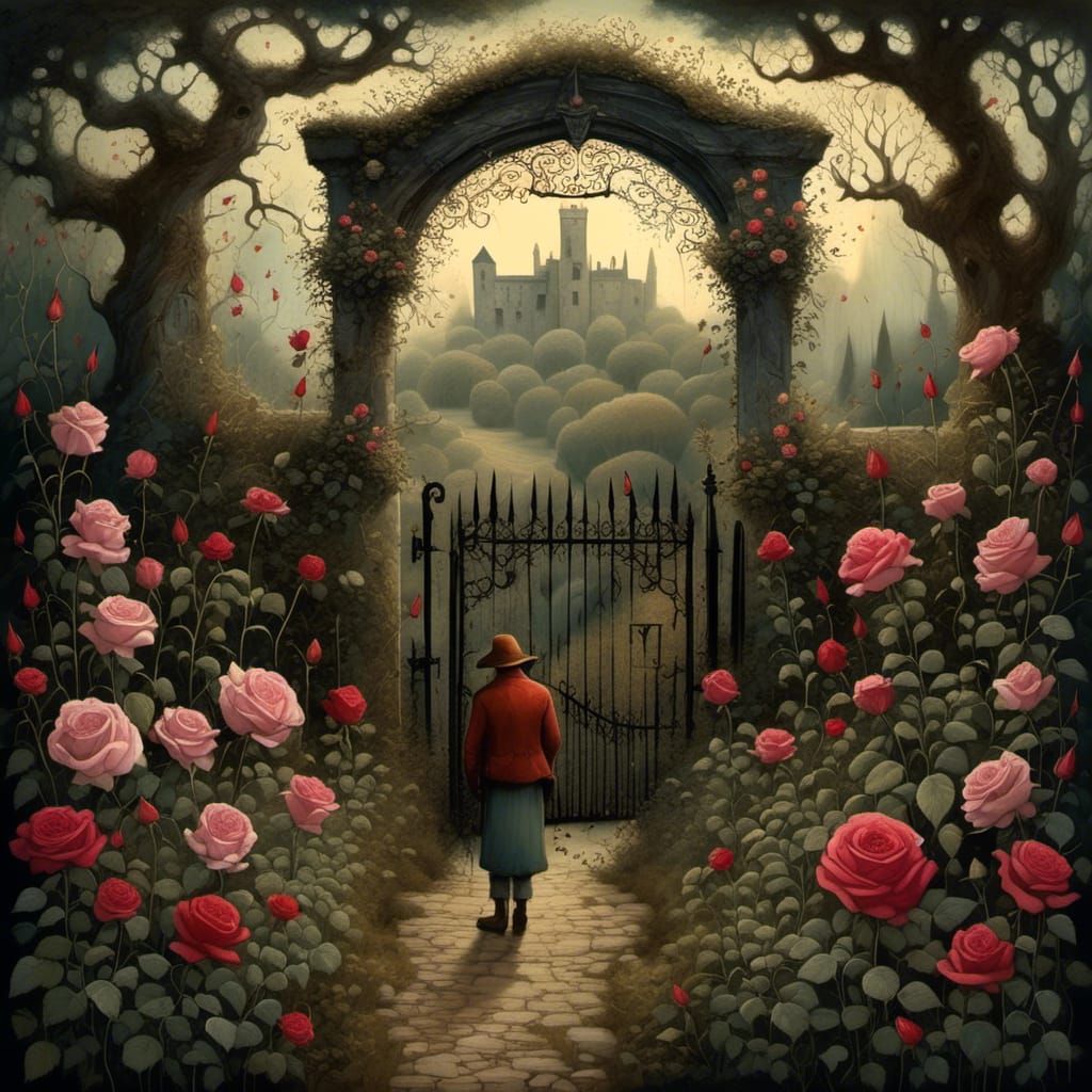 the ancient rose grower walks through his wonderful garden. A variety ...