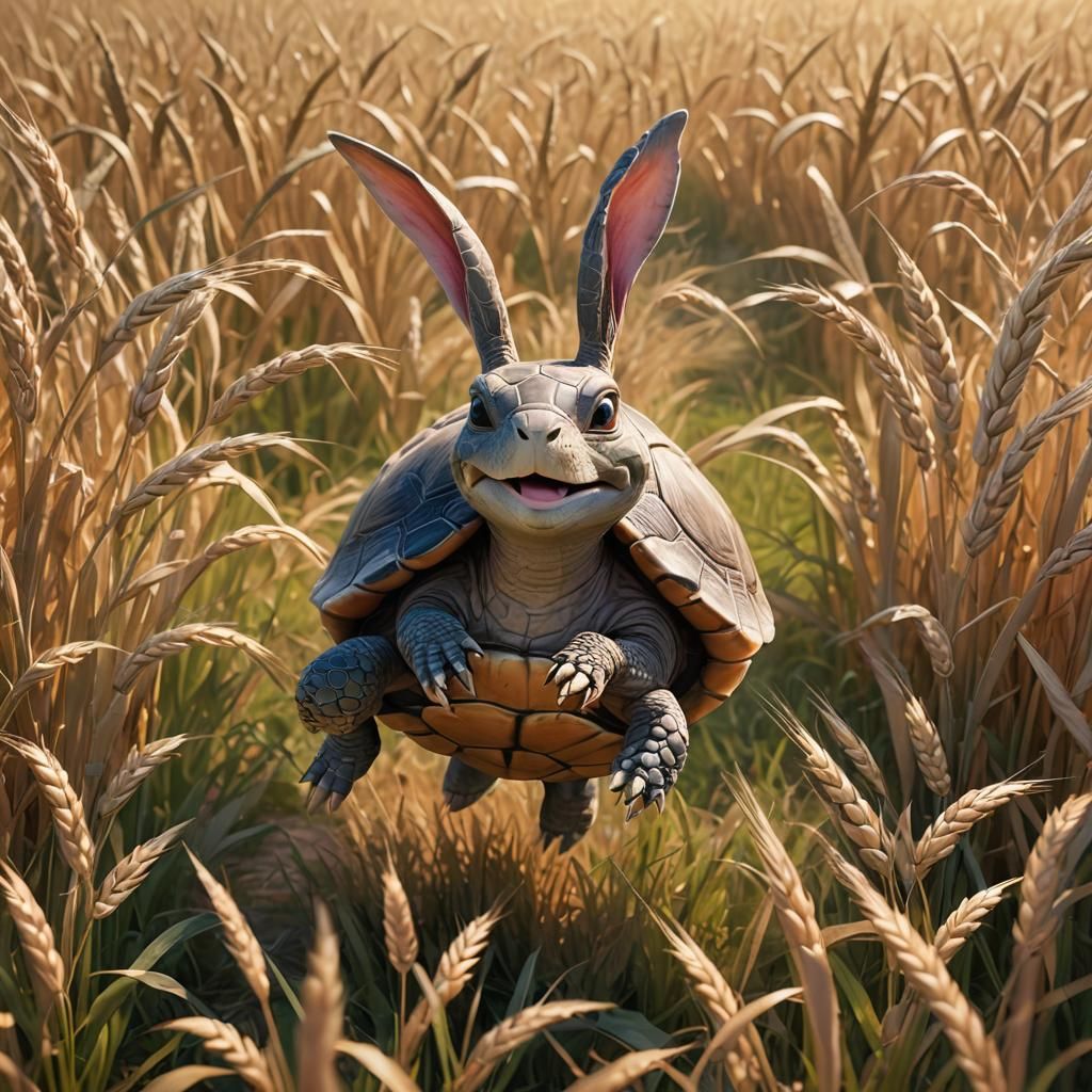 The tortoise and the hare from Aesop fables, in a tie ending...