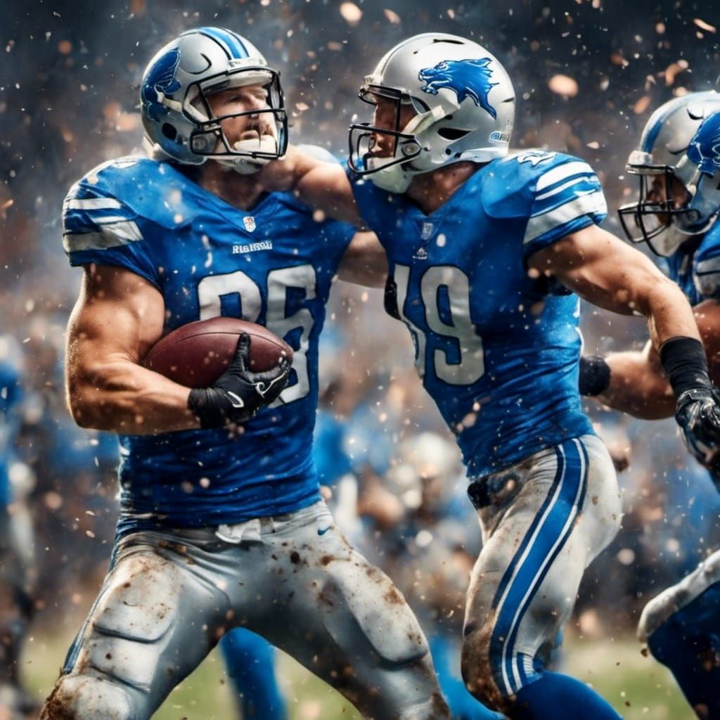 Detroit Lions football players in action
