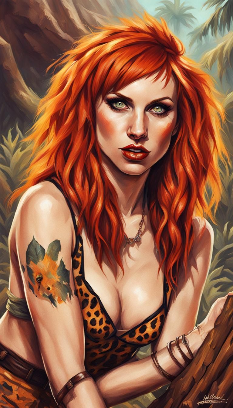 Hayley Williams as a cavewoman portrait pinup - AI Generated Artwork -  NightCafe Creator