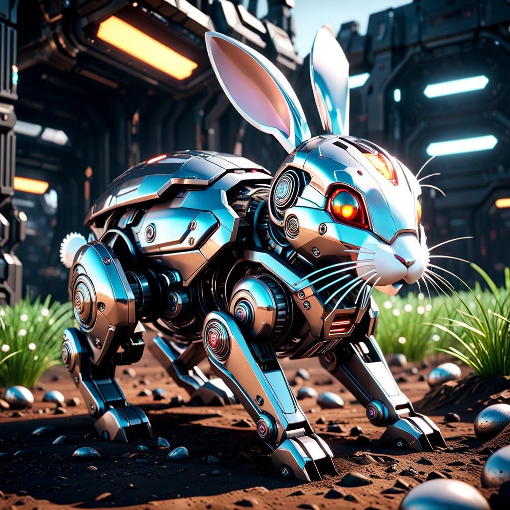 cyborg easter bunny - AI Generated Artwork - NightCafe Creator