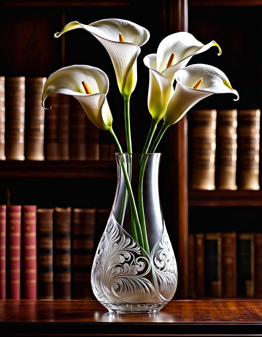 delicate beauty among the books