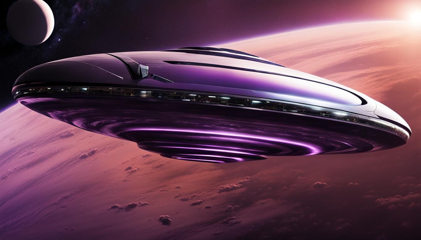 Behold the purple colossal starship, over 10 miles in length...