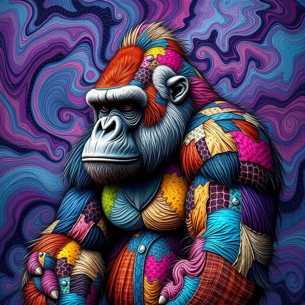   FABRIC PATCHWORK GORILLA   by @gypsy