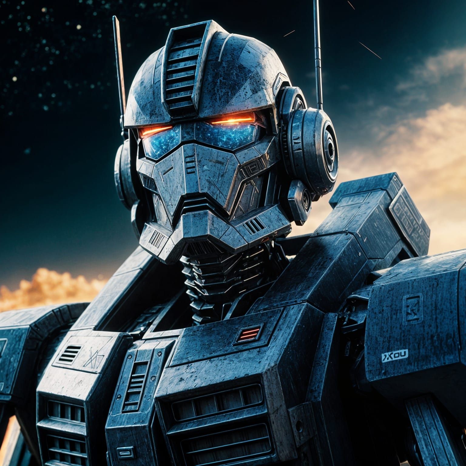 A transformer robot as an x-wing fighter