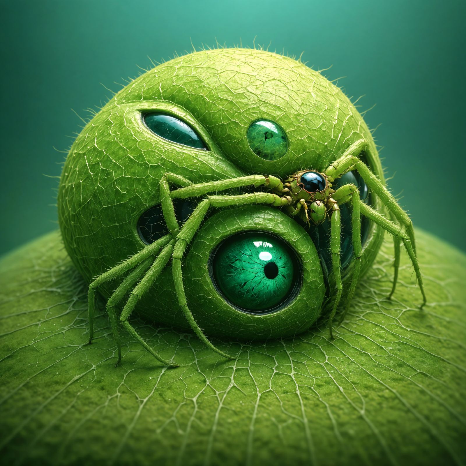 Acid Green Aquamarine Spiders Eyeball 8K By Zdzisław Beksińs...