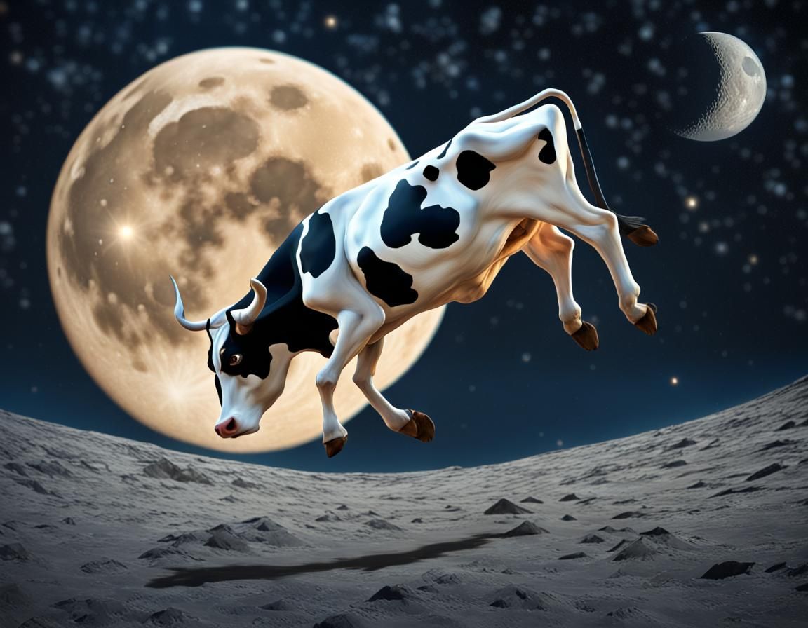 HeyDiddleDiddle, photorealistic rendering of the cow jumping over the ...