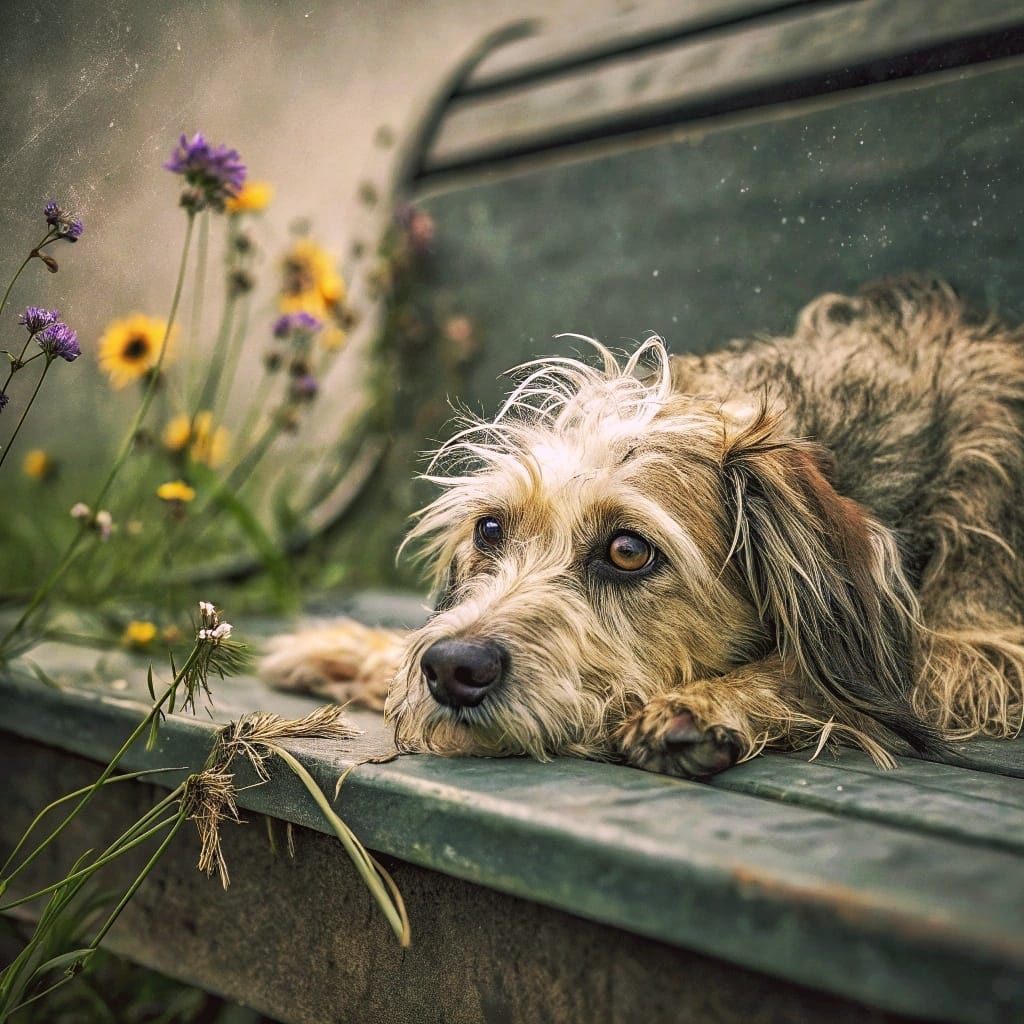 A Lonely Curly Hair's Dog 🐶🐶😁