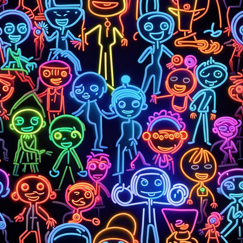 Neon People - AI Generated Artwork - NightCafe Creator