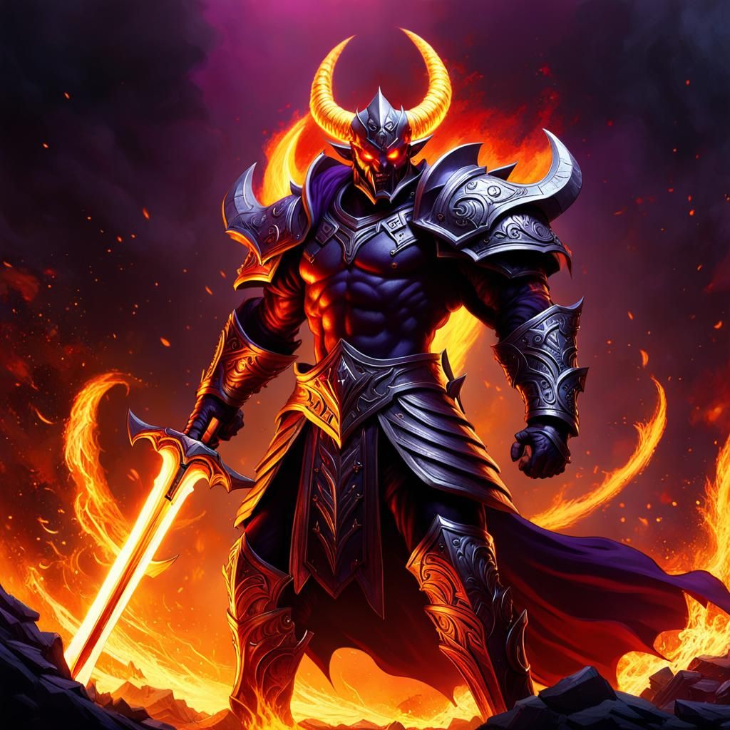 Surtur, wield flaming sword, fighting enemies - AI Generated Artwork ...