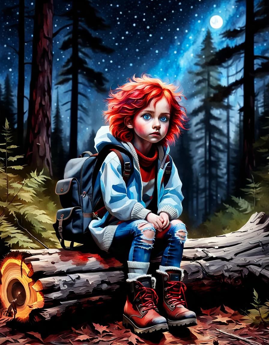Little backpacker girl
