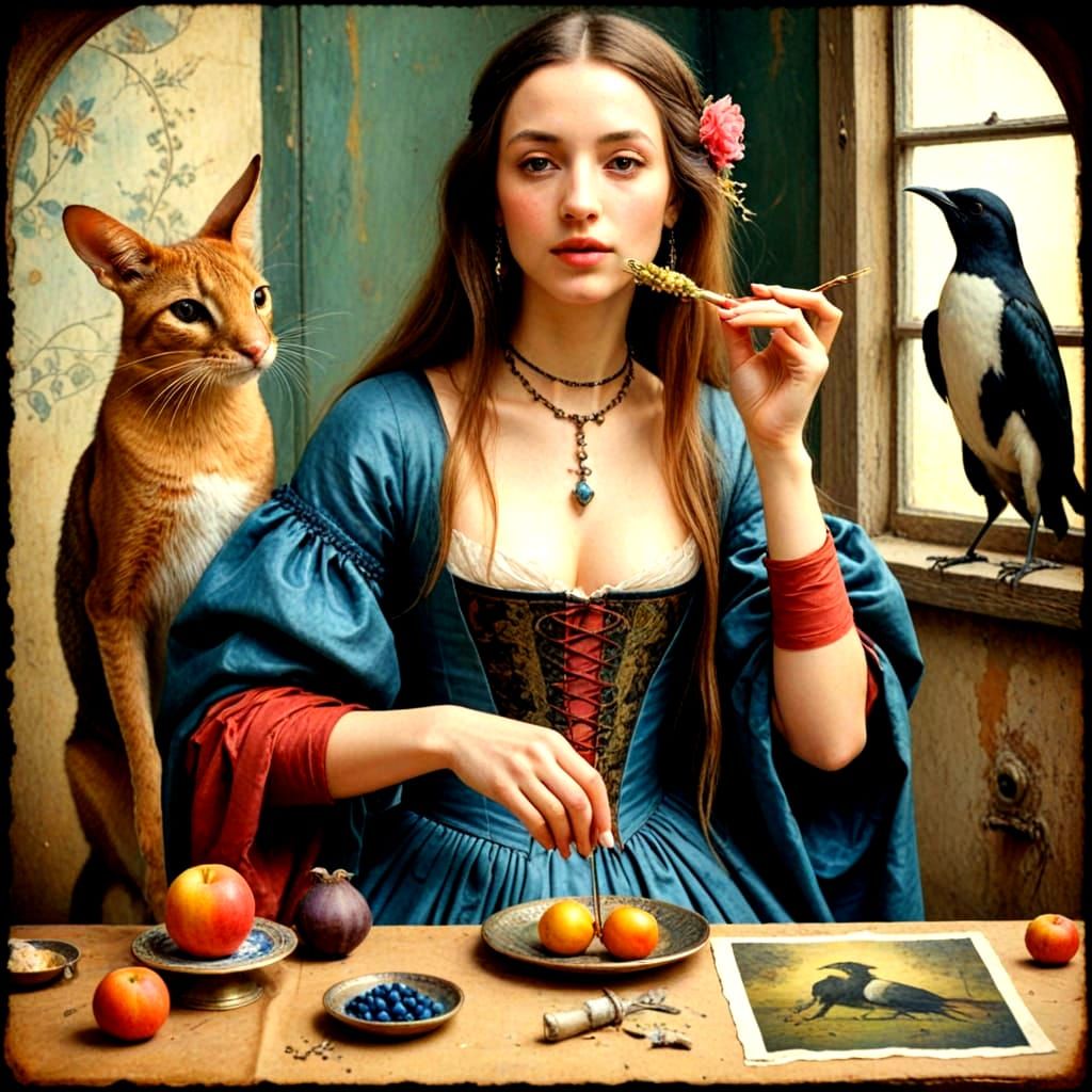 Enchanting Medieval Lady in Whimsical Wonderland