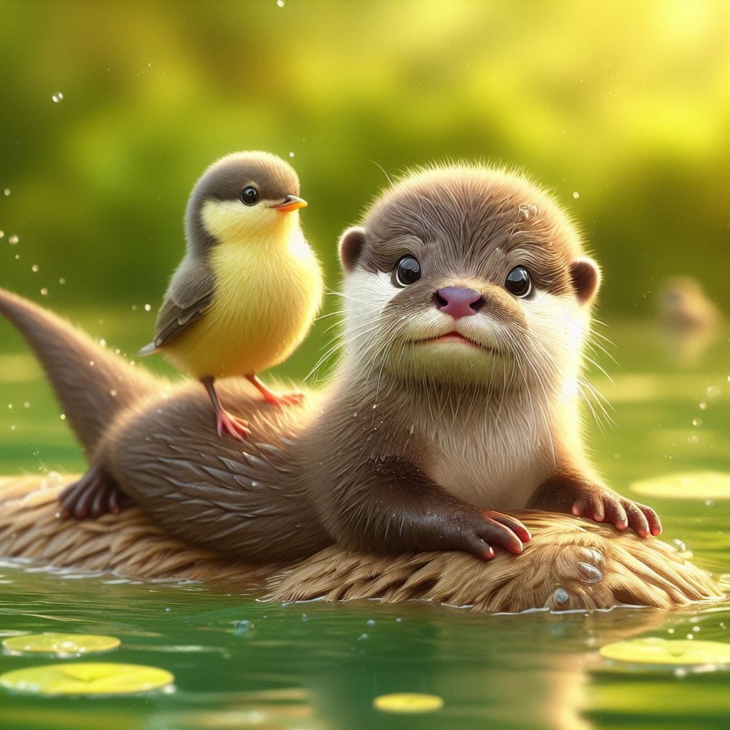 Baby otter and friend